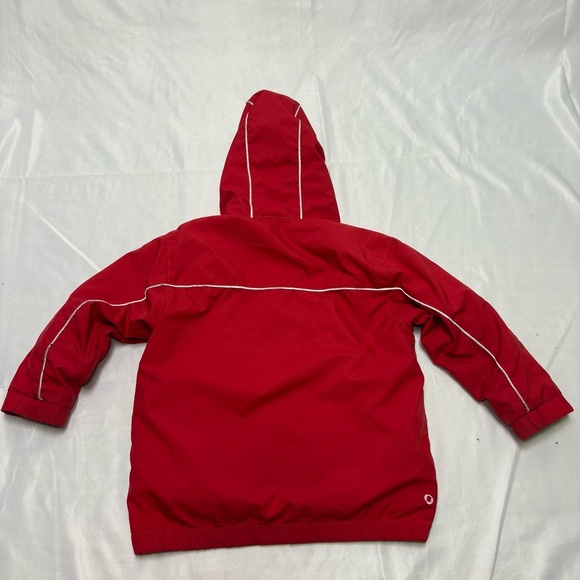 MEC Boys 4 Red Aquanator Fleece Lined Windbreaker Rain Jacket Hooded Full Zip - Picture 7 of 10
